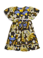 Baby Girl's, Little Girl's & Lace-Trim Abstract Print Dress