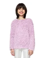 Girl's Metallic Fuzz Sweater