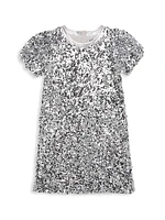 Girl's Sequinned Short-Sleeve Midi-Dress