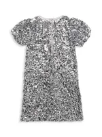 Girl's Sequinned Short-Sleeve Midi-Dress