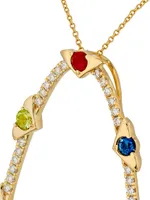 18K Yellow Gold & Multi-Gemstone Oval Pendant Necklace