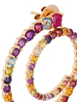 18K Rose Gold & Multi-Gemstone Swirl Earrings