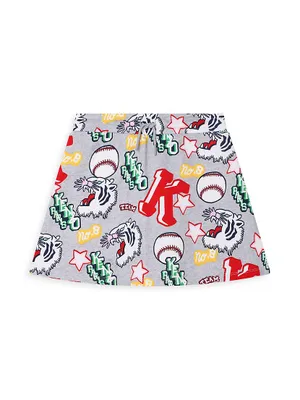 Little Girl's & Girl's Logo Print Drawstring Skirt