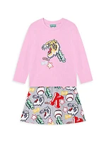 Little Girl's & Girl's Logo Print Drawstring Skirt