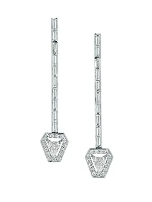 Keynes Platinum & 3.17 TCW Diamond Shield Drop Earrings