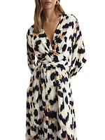 Marie Leopard Print Tie-Waist Midi-Dress