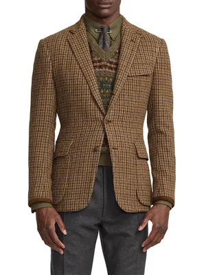 Guncheck Wool-Alpaca Single-Breasted Sportcoat