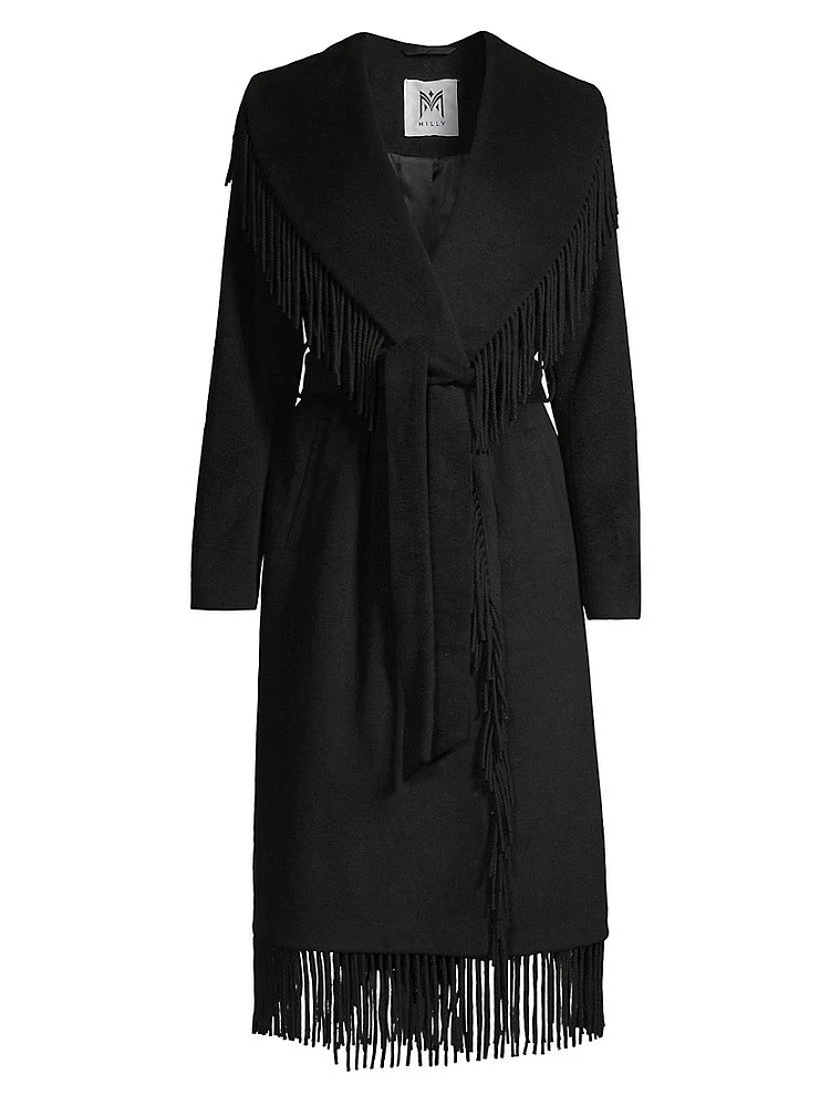 Fringe Wool-Blend Coat