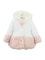 Baby Girl's & Little Faux Fur Shag Contrast Coat