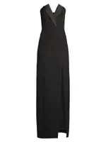 Crepe Strapless Column Gown