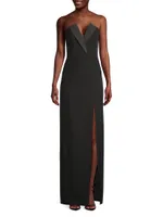 Crepe Strapless Column Gown