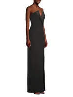 Crepe Strapless Column Gown