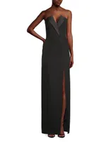 Crepe Strapless Column Gown