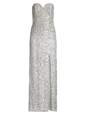 Strapless Sequin Column Gown