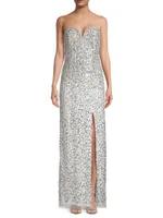 Strapless Sequin Column Gown