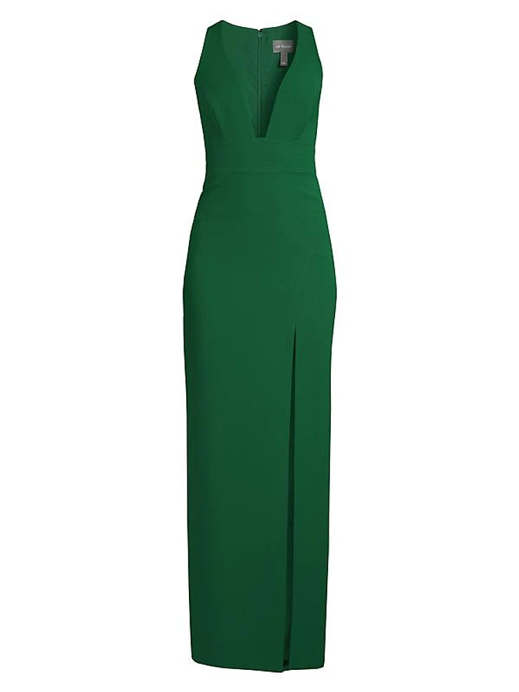 V-neck Column Gown