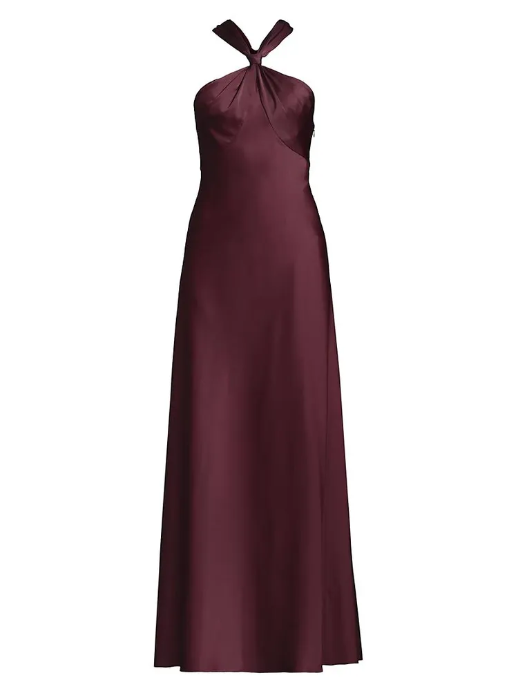 Satin Halterneck Maxi Dress