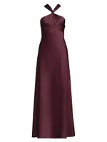 Satin Halterneck Maxi Dress