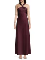 Satin Halterneck Maxi Dress