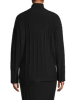 Wool Rib-Knit Mock Turtleneck Top