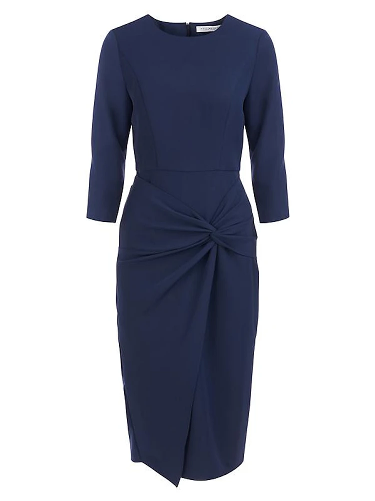 Cordelia Stretch-Crepe Twist-Front Midi-Dress