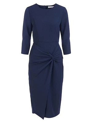 Cordelia Stretch-Crepe Twist-Front Midi-Dress