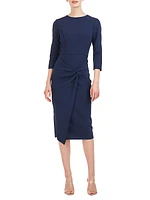 Cordelia Stretch-Crepe Twist-Front Midi-Dress