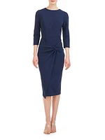 Cordelia Stretch-Crepe Twist-Front Midi-Dress