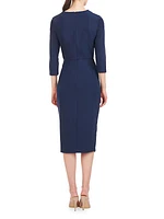 Cordelia Stretch-Crepe Twist-Front Midi-Dress