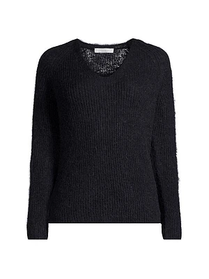 Mohair-Blend V-Neck Sweater