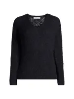 Mohair-Blend V-Neck Sweater