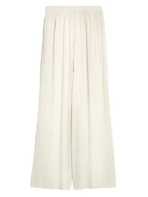 Plissé Jersey Wide-Leg Pants