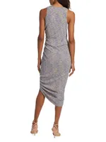 Haylee Rib-Knit Ruched Midi-Dress