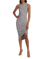 Haylee Rib-Knit Ruched Midi-Dress