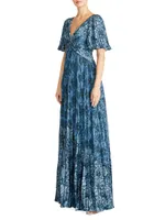 Mabella Pleated A-Line Gown