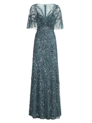 Lavinia Beaded Capelet Gown