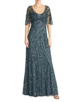 Lavinia Beaded Capelet Gown