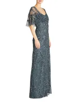 Lavinia Beaded Capelet Gown