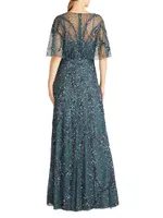 Lavinia Beaded Capelet Gown