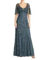 Lavinia Beaded Capelet Gown