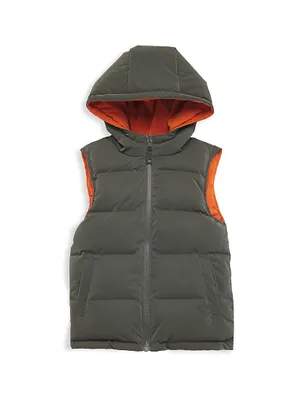Little Boy's & Reversible Hood Puffer Vest