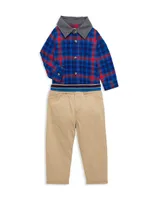 Baby Boy's Plaid Shirt & Pants Set