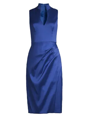 Satin Sheath Midi-Dress