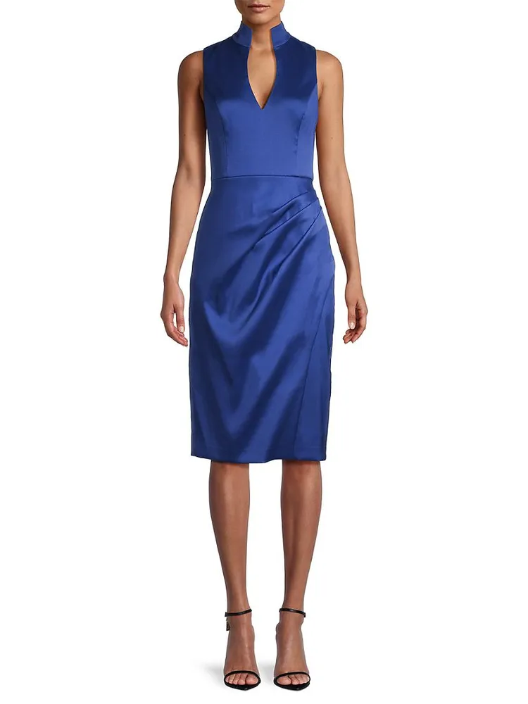 Satin Sheath Midi-Dress