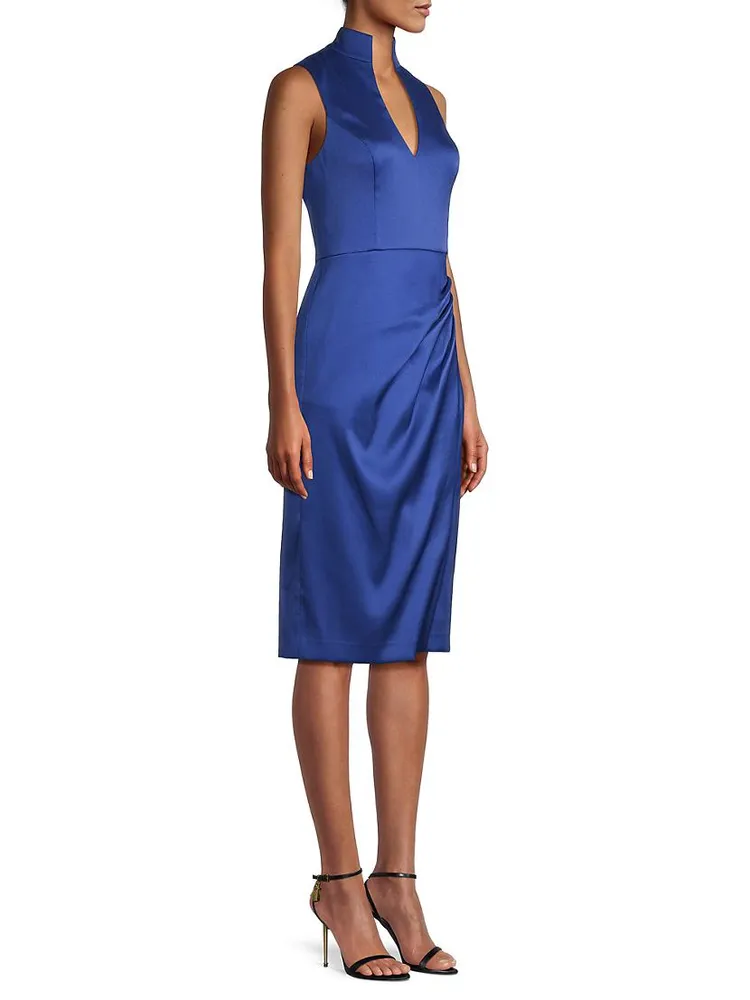 Satin Sheath Midi-Dress