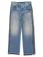 Full Side-Zip Wide-Leg Jeans