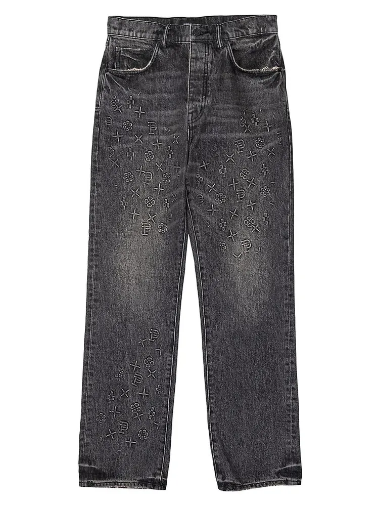 Embossed Relaxed-Fit Jeans