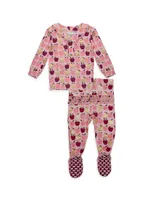 Baby Girl's 2-Piece Appleton Ruffled Pajama Set