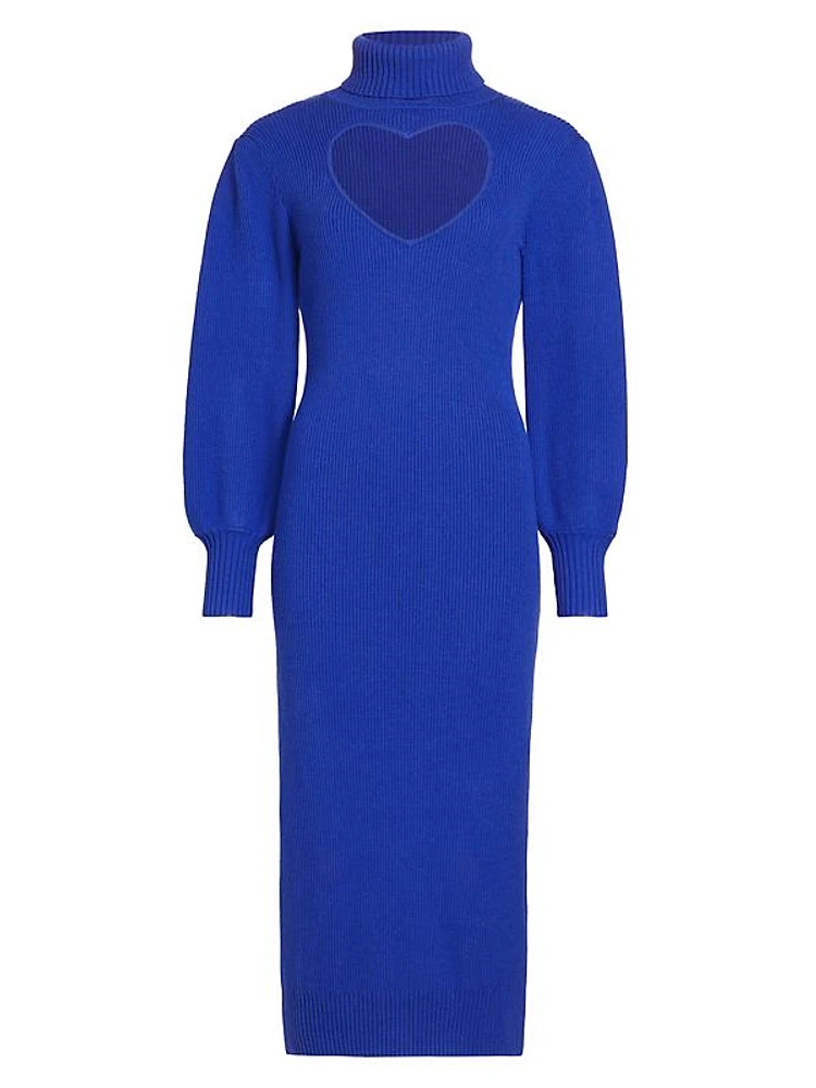 Heart Cut-Out Knit Midi-Dress