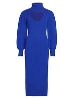 Heart Cut-Out Knit Midi-Dress